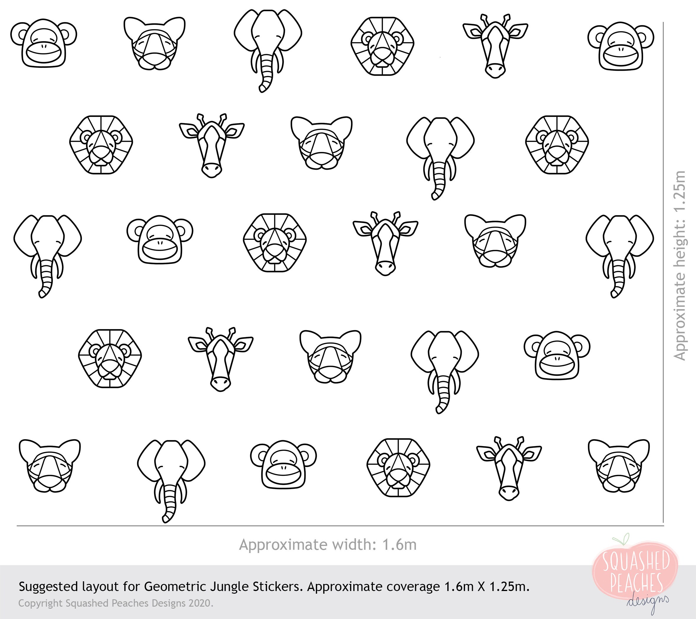 Jungle Wall Stickers Geometric Jungle Animals Jungle Etsy