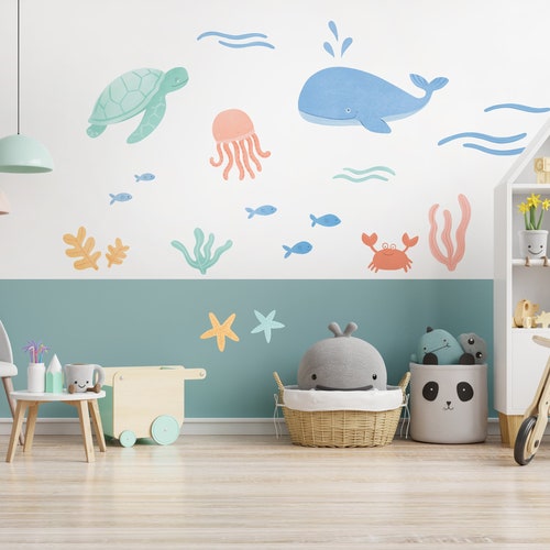 Under the Sea Decals Ocean Nursery Decor Removable Eco Etsy