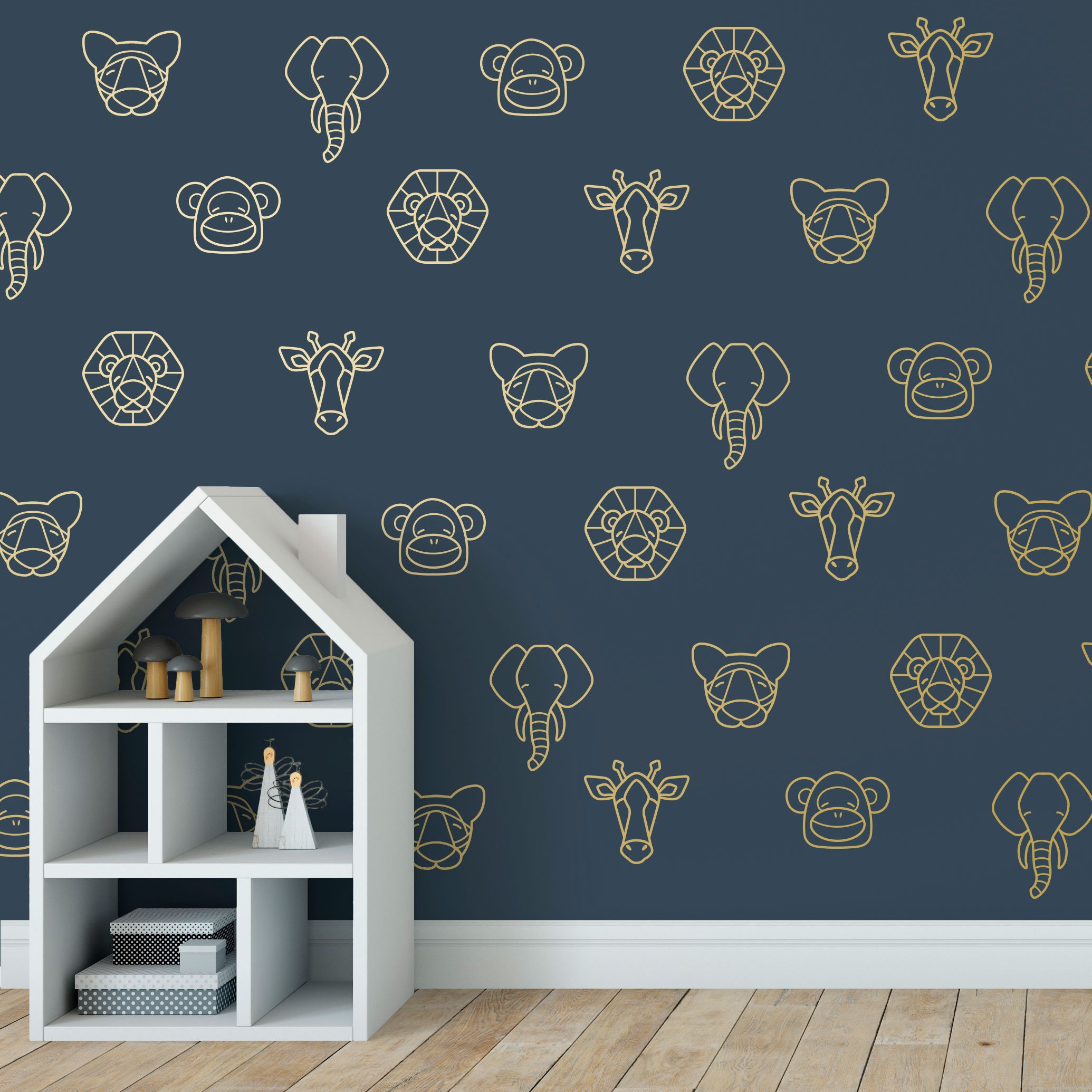 Geometric Jungle Animal Wall Decals Etsy