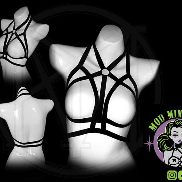 Sujetador tipo jaula GRAVEYARD GIRL con arnés corporal *lencería sexy burlesque gótica*