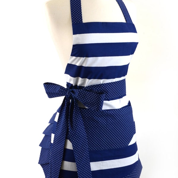 Flirty Aprons NAUTICAL NAVY APRON is Sexy, Fun, Flattering, Fashionable, Vintage, & Cute!