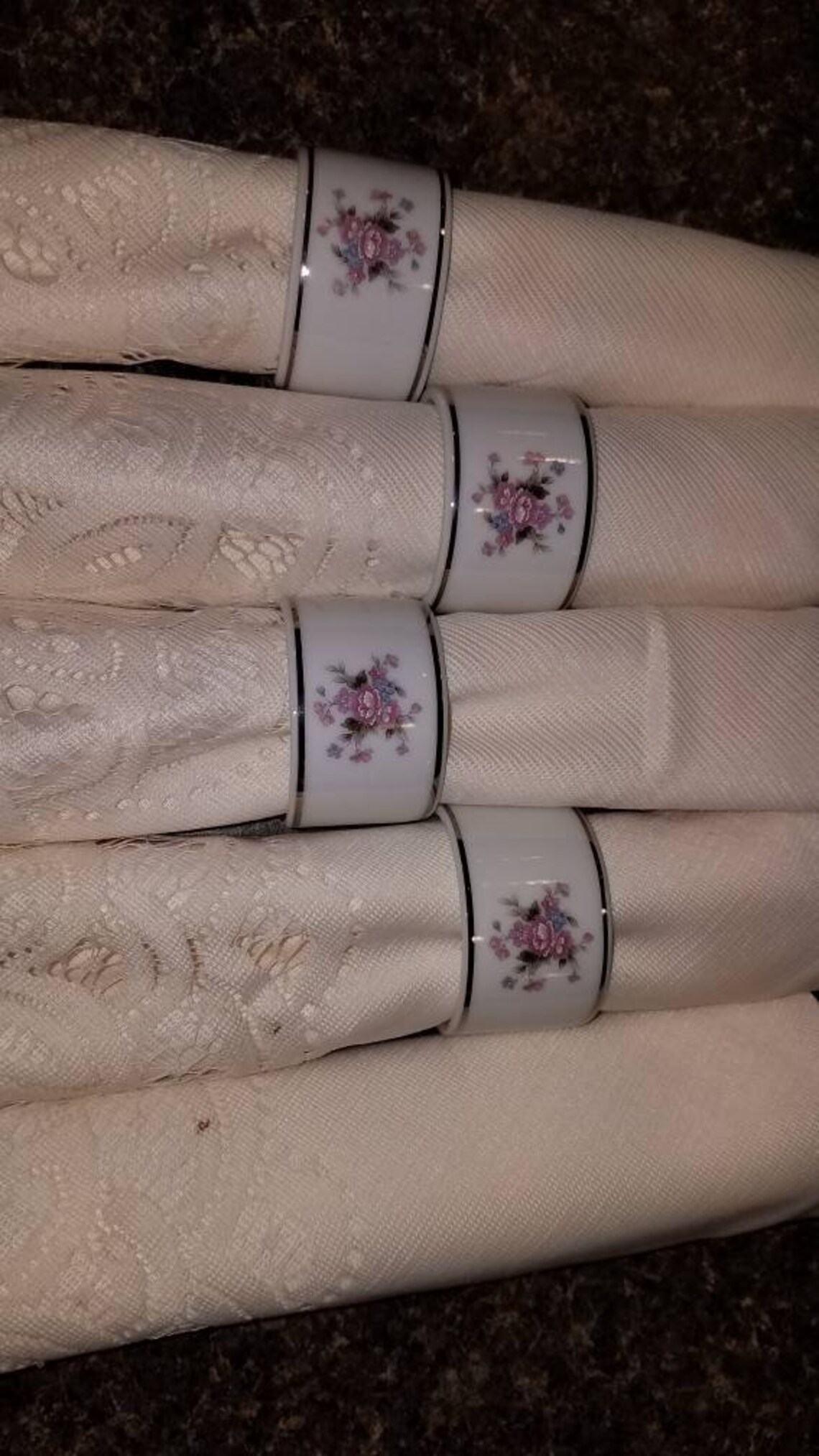 Napkin Rings marked Japan with Vintage Cloth Napkins Etsy
