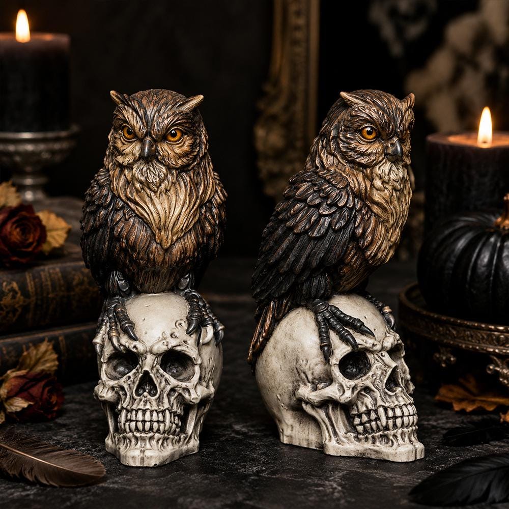 Dark Halloween Owl Skull Silicone Mold for 3D Scented Candle, Epoxy Resin,Diffuser Stone,Plaster Cra