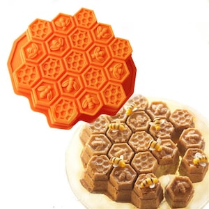 19-cavity Clouds Bee Honeycomb Cake Mold Mould Silicone soap mold Silicone Mold Biscuit Mold Chocolate Mold Soap Mold Resin Mold Candle mold