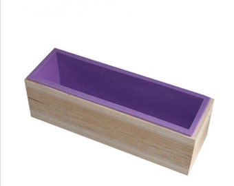 Food grade silicone Flexible Rectangular Soap Silicone Loaf Toast Mould With Wood Box for DIY Handmade Soap Making Supplies