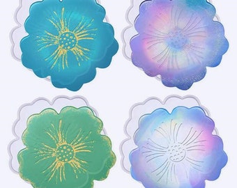 Molde para posavasos con forma de flor, molde de silicona para base de posavasos, molde de resina epoxi, molde para posavasos de resina con pétalos, juego de bandejas para cuencos y almohadillas para el hogar