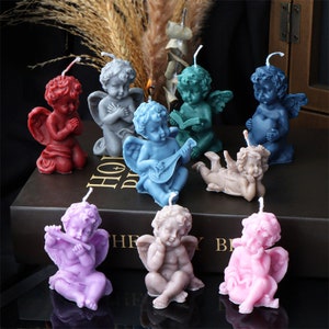Molde de silicona para velas de angelito en 3D, molde de resina con forma de cuerpo humano, alas de oración, molde de jabón con aroma a vela, adorno de yeso para aromaterapia de niña ángel