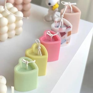 DIY Love Heart Candle Mould Acrylic Transparent Plastic Aromatherapy Molds for Candle Making Wax Not sticky Wedding friend gifts