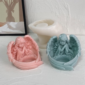 Little Angel Girl Candle Silicone Mold-3D Human Aromatherapy Plaster Mold Resin Model-DIY Wing Aroma Candle Soap Mold-Resin Storage Box Mold