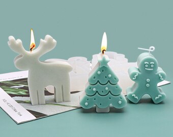 Christmas Candle Silicone Mold: Tree, Gingerbread, Elk