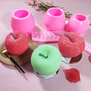 Christmas Apple Silicone Candle Mold DIY Scented Candle Mold Plaster Mousse Cake Soap Mold Apple Handle Resin Mold Silicone Ornament Mold