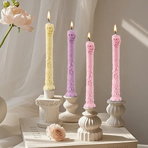 Vintage Strip Pillar Candle Silicone Mold-Retro Relief Scented Candle Mold-Candle Scented Mould-Cylindrical Candle Mold-Beeswax Candle Molds