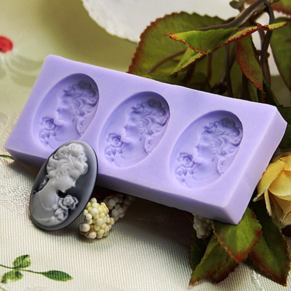 F0189 Mini European and American retro woman head fondant cake decoration molds sugar candy chocolate candy mold