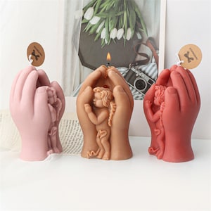 3D Silicone Palm Baby Angel Candle Mold Diy Hugging Male Angel Aromatherapy Plaster Resin Ornament Candle Soap Cake Making Tools