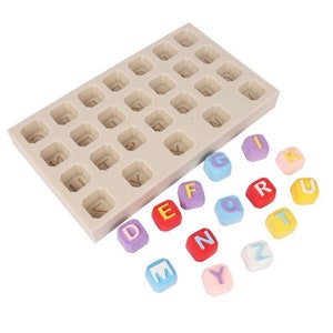 26 Alphabet anglais carré bonbons moules moule à gâteau moule fondant silicone moule bougie moule chocolat moule savon moule FH2160