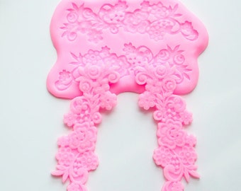 Floral Lace Fondant Silicone Mold, Cake Decorating