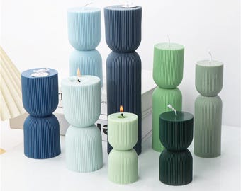 Geometric Candle Silicone Mold: Knot, Striped Pillar Design