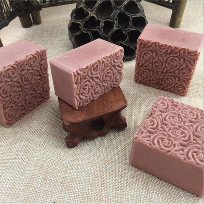 Rectangular Silicone Loaf Soap Making Molds With Rose Pattern Etsy