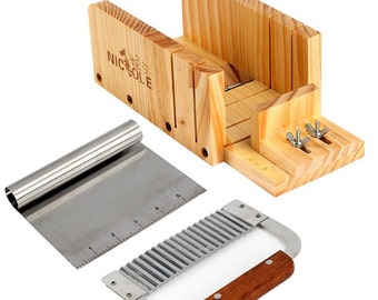 Juego de 3 cortadores de jabón de pan, caja de madera ajustable, biselador, cepillo de corte, 2 herramientas