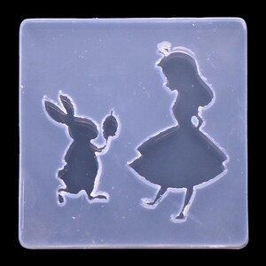 Mini Silicone Mold Ultra Light Clay Silicone Pendant Decorative Accessories Mold Girl & Rabbit Shape Chocolate Fondant Cake Decorative Mold
