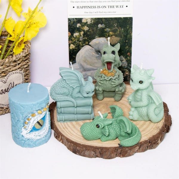 3D Dragon Candle Silicone Mold - Dinosaur Soap, Plaster, Resin Mould