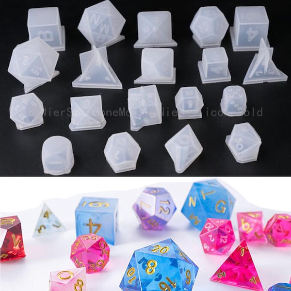 19 Styles Dice Mold-TRPG Silicone dice mold-Polyhedral Dice Mold-DND dice mold-Game dice mold-Dice mold set-UV Crystal resin dice molds