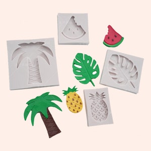 Moules à gâteaux tropicaux en silicone : ananas, palmier, feuille