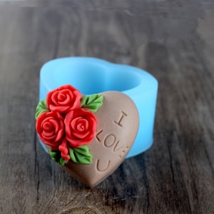 Baking Heart-shaped Fondant Cake Decorating Silicone Mould DIY Valentine&#39;s Day Roses Handmade Chocolate Mold Soap Mold Silicone Soap Molds