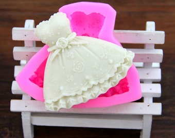 F0799 Wedding Dress Fondant Mold Silicone Cake Decorating Craft Sugar Chocolate Mould