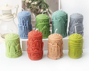 City Building Relief Candle Silicone Mold, Castle Plaster Scented Mold
