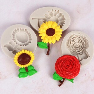 Moule à Fondant Fleur de Tournesol Moule à Savon en Silicone 3D Flexible Bougie Faite à la Main Résine Artisanat Moule À Bonbons Au Chocolat Fondant Outils De Décoration De Gâteau