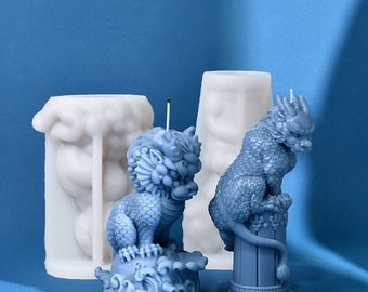 3D Silicone Mythical Beast Scented Candle Mold DIY Lion Plaster Mold Aroma Stone Ornament Mold Handmade Aromatherap Stone Car gift Mould