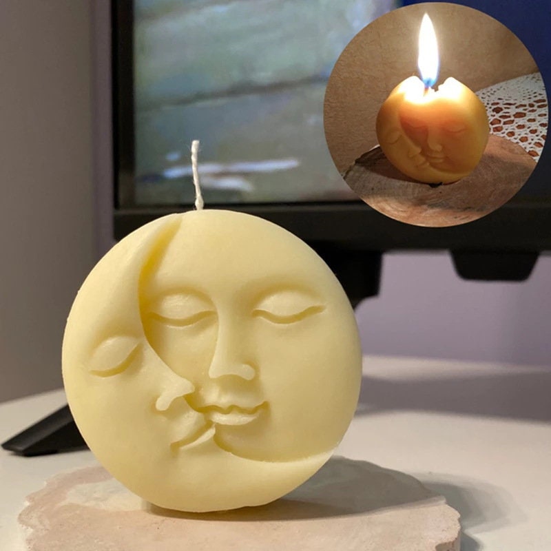 Stampo in silicone per candela a forma di Dio del Sole in rilievo, stampo per candela a colonna a forma di Dea della Luna, stampo per candela profumata, stampo per candela con