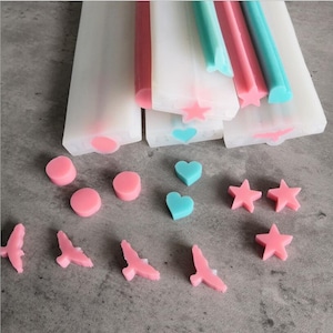 1.5CM Mini Love Silicone Tube Mold DIY Five-pointed Star Small Circle Eagle Silicone Soap Medium Soap Tube Mold Sandwich Cake Strip Mold