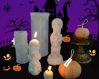 Halloween Skull Candle Silicone Mold, Soap Resin Mold