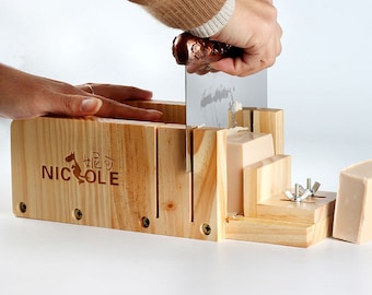 NK-02 Herramientas para cortar jabón en forma de caja de madera, corte de precisión hecho a mano, para recortar jabón
