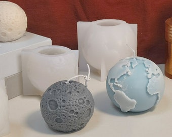 Earth & Moon Candle Silicone Mold, DIY Soap Resin Mold