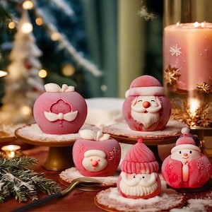 Apple Scented Candle Mold Santa Mousse Cake Silicone Mold Creative Homemade Handmade Soap Chocolate Mold DIY Christmas Apple Mold