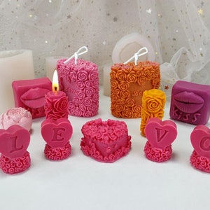 3D Valentine&#39;s Day Confession Love Chocolate Cake Mold diy Handmade Rose Cylinder Aromatherapy Soap Candle Silicone Mold
