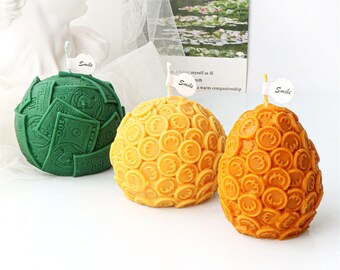 3D Silicone Euro Ball Candle Mold Dollar Ball Gold Soap Mold Easter Egg Aroma Candle Mold Diy Rabbit Aromatherap Plaster Ornament Resin Mold