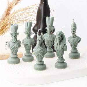 DIY Silicone King and Queen Chess Candle Mold Soldier Pharaoh Sacrifice Knight Resin Plaster Model Mold,Soap mold,Silicone Chess Resin Mold