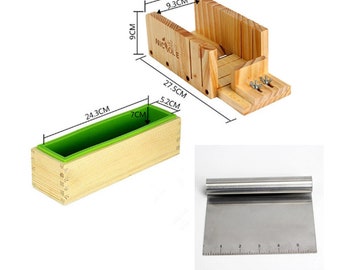3pcs/set Loaf Soap Mold Set Wooden Box DIY Soap Cutter Tools With Stainless Steel Blade