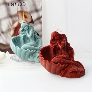 New Silicone Sleeping Shell Mermaid Candle mold 3D Human Aromatherapy Plaster Mold Resin Model DIY Conch Aroma Candle Resin Pendant Mold