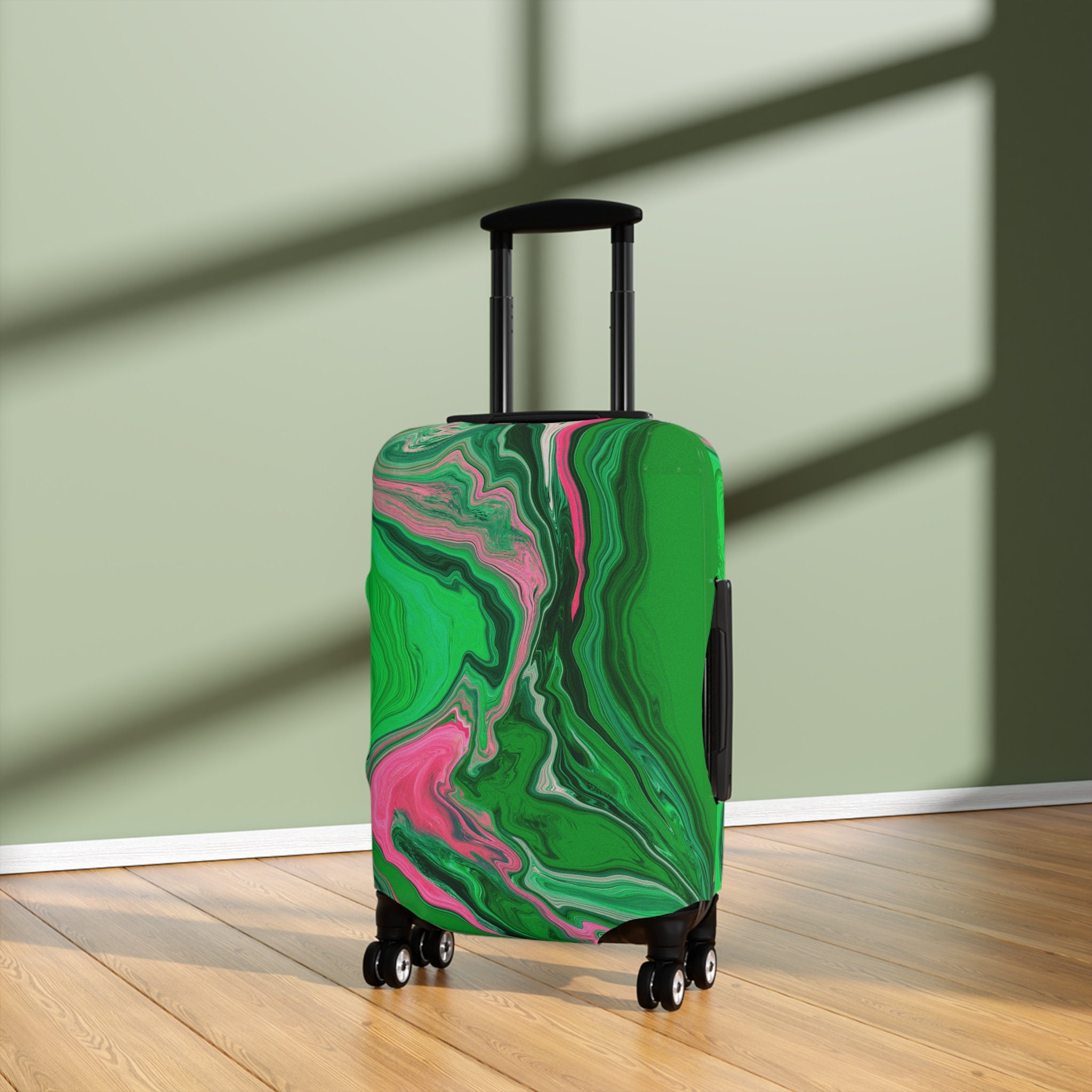 Pink and Green Luggage Cover, AKA, Travel Accessory Etsy