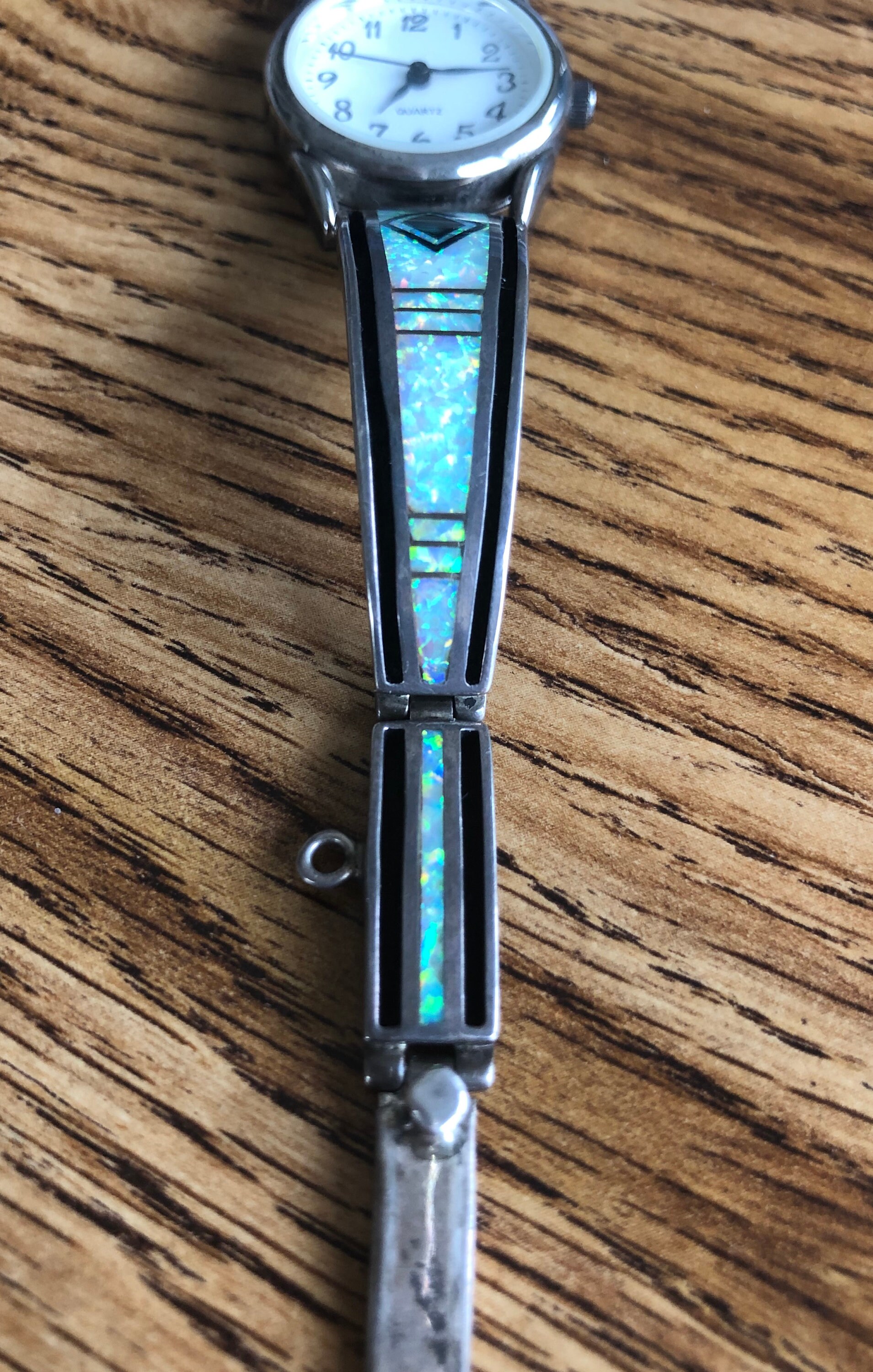 Vintage Croton Sterling Silver Opal Inlay Watch Blue Opal Ladies Watch - Southwest Indian Foundation main image 2