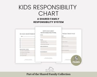 Quadro de Tarefas Infantis para Imprimir | Quadro de Responsabilidades | Sistema de Tarefas Familiares | Lista de Verificação da Rotina Diária | Quadro de Rotina Infantil | Quadro de Comportamento