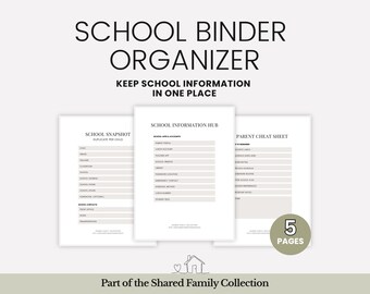 Organizador de Pasta Escolar, Pasta Escolar Imprimível, Planejador para Pais, Central de Comando Familiar, Organização Escolar, Planejador de Volta às Aulas
