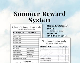 Summer Reward Tracker | Kids Screen Time Incentive Chart, ADHD Routine Tracker