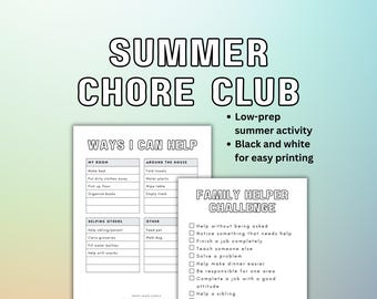 Summer Chore Club Printable | Kids Responsibility Tracker (Digital Download)