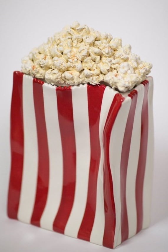 Ceramic Popcorn Art Sculpture and Container with Removable Etsy